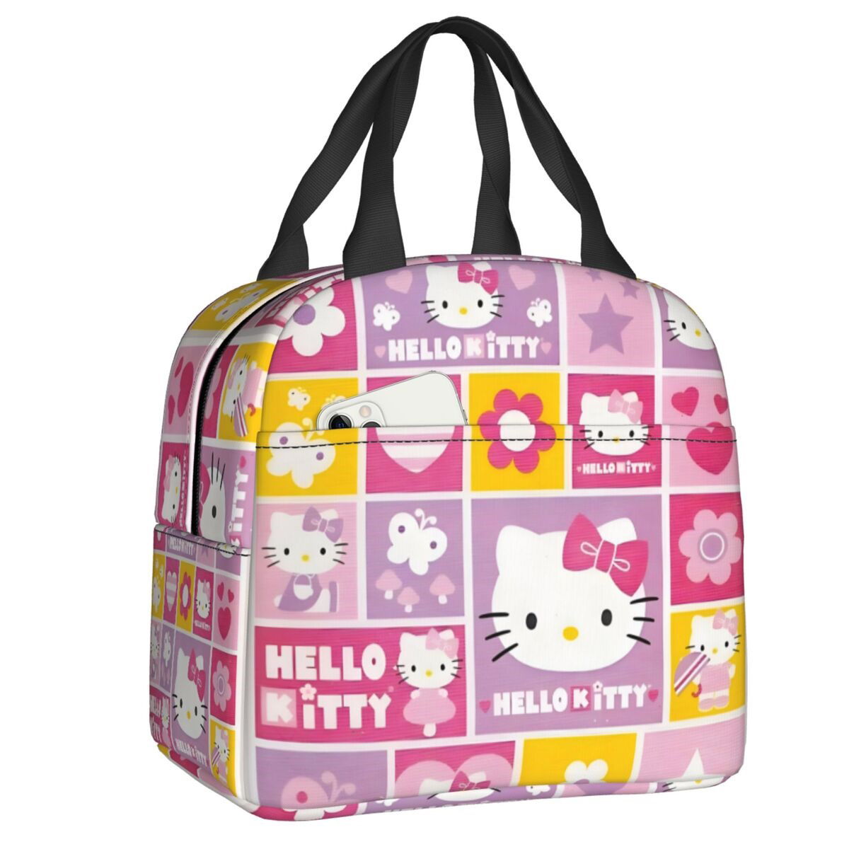 Hello Kitty Lunch Bag Pattern Portable Insulated Tote for School Lunch - ChildAngle