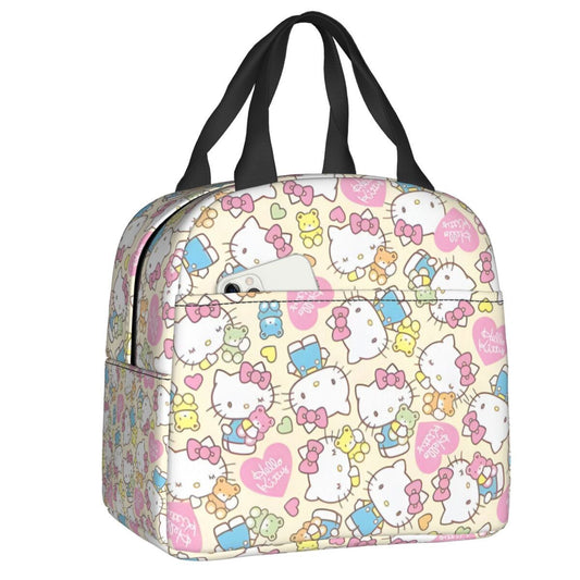 Hello Kitty Lunch Bag Pattern Portable Insulated Tote for School Lunch - ChildAngle