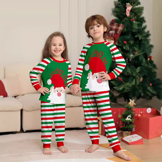 Ho Ho Ho Santa Claus Striped Family Matching Christmas PJS Pyjamas Set - ChildAngle