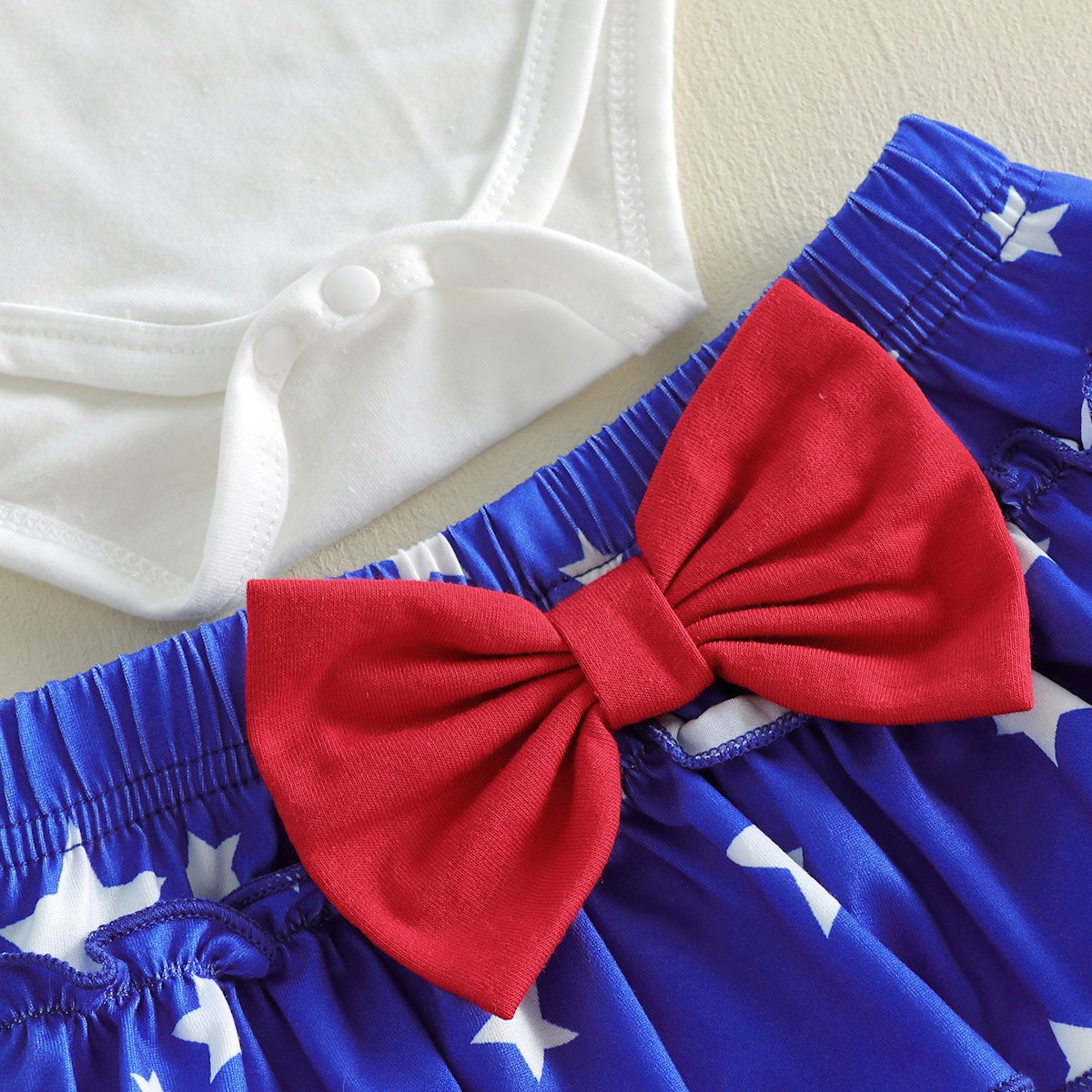 Infant My 1st First 4th of July Baby Romper with Tiered Shorts with Headband - ChildAngle