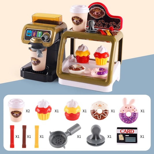 Kids Pretend Play Coffee Maker Hamburger Pizza & Dessert Station with Cash Register - ChildAngle