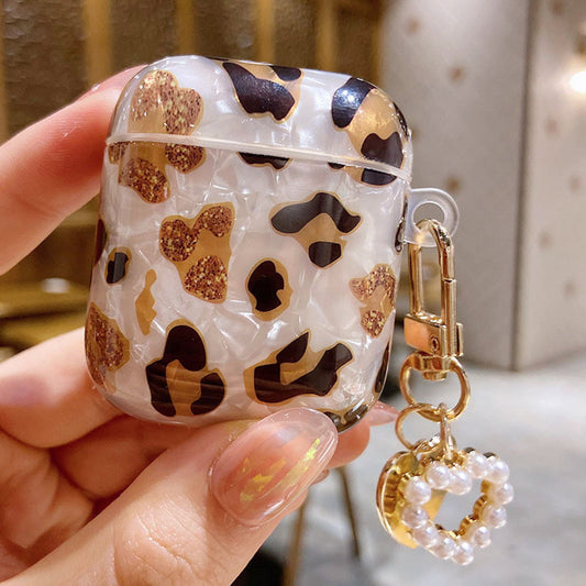 Glitter Leopard Print AirPods Case with Elegant Latch - ChildAngle Leopard Print AirPods Case