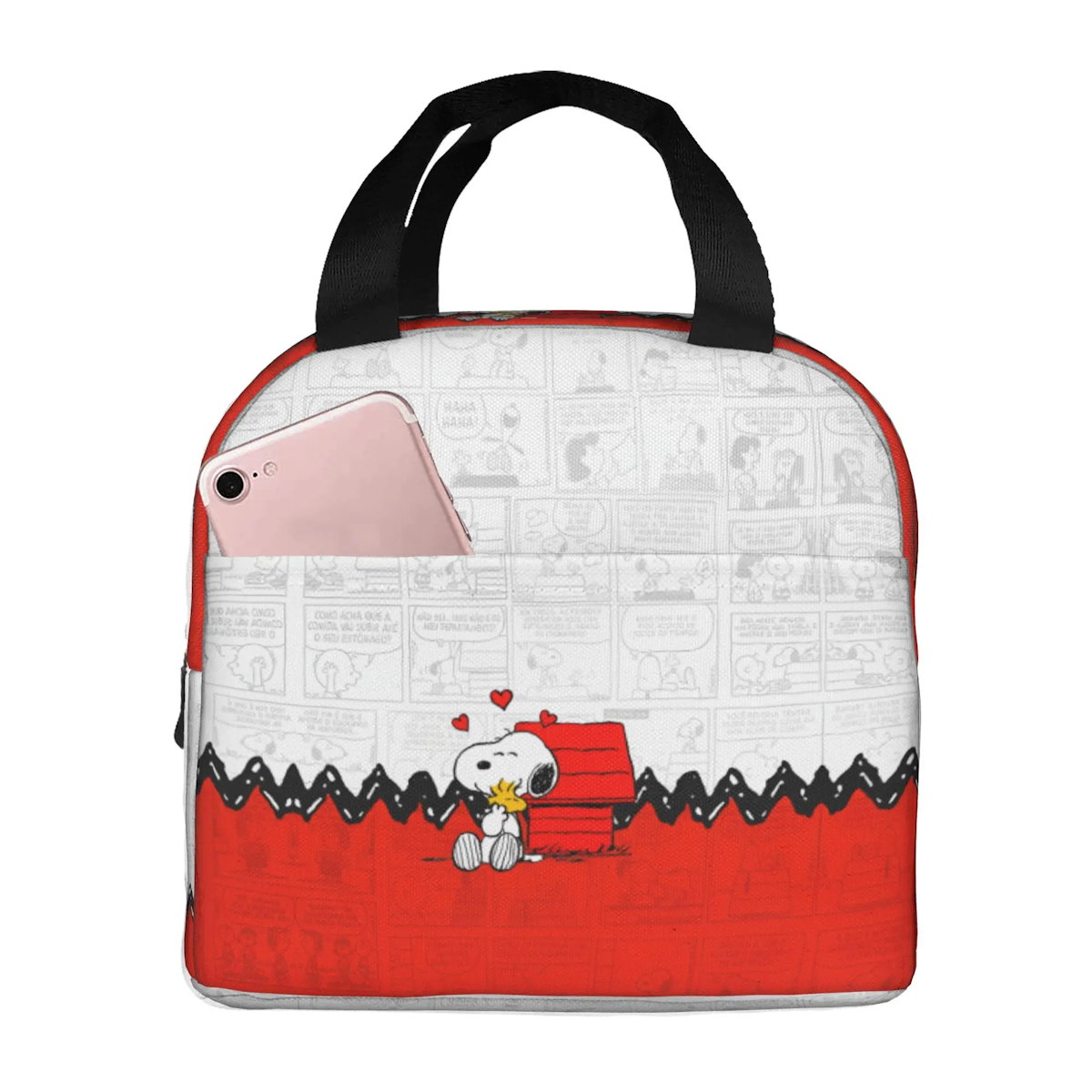 Heart Love Snoopy Lunch Bag Tote Large Capacity Lunch Bag for Valentine's Day - ChildAngle