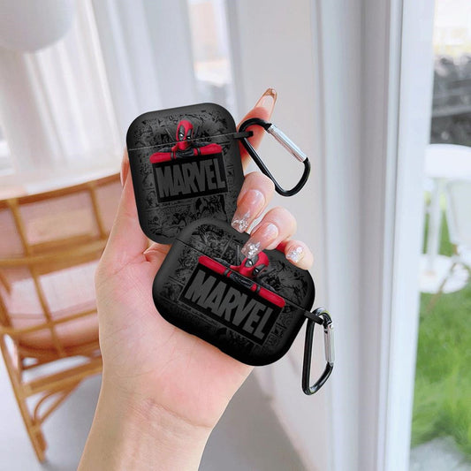 Black AirPods case with Marvel Deadpool design - ChildAngle Deadpool AirPods Case