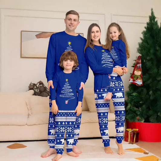 Matching Christmas PJS Snowflake Santa Claus Polar Bear Christmas Tree Pyjamas Set - ChildAngle