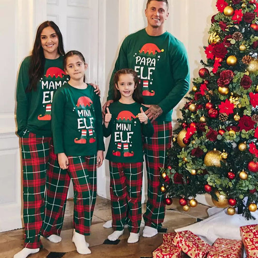 Family Matching Pajama Papa Mama Mini Elf Pajama Set - ChildAngle