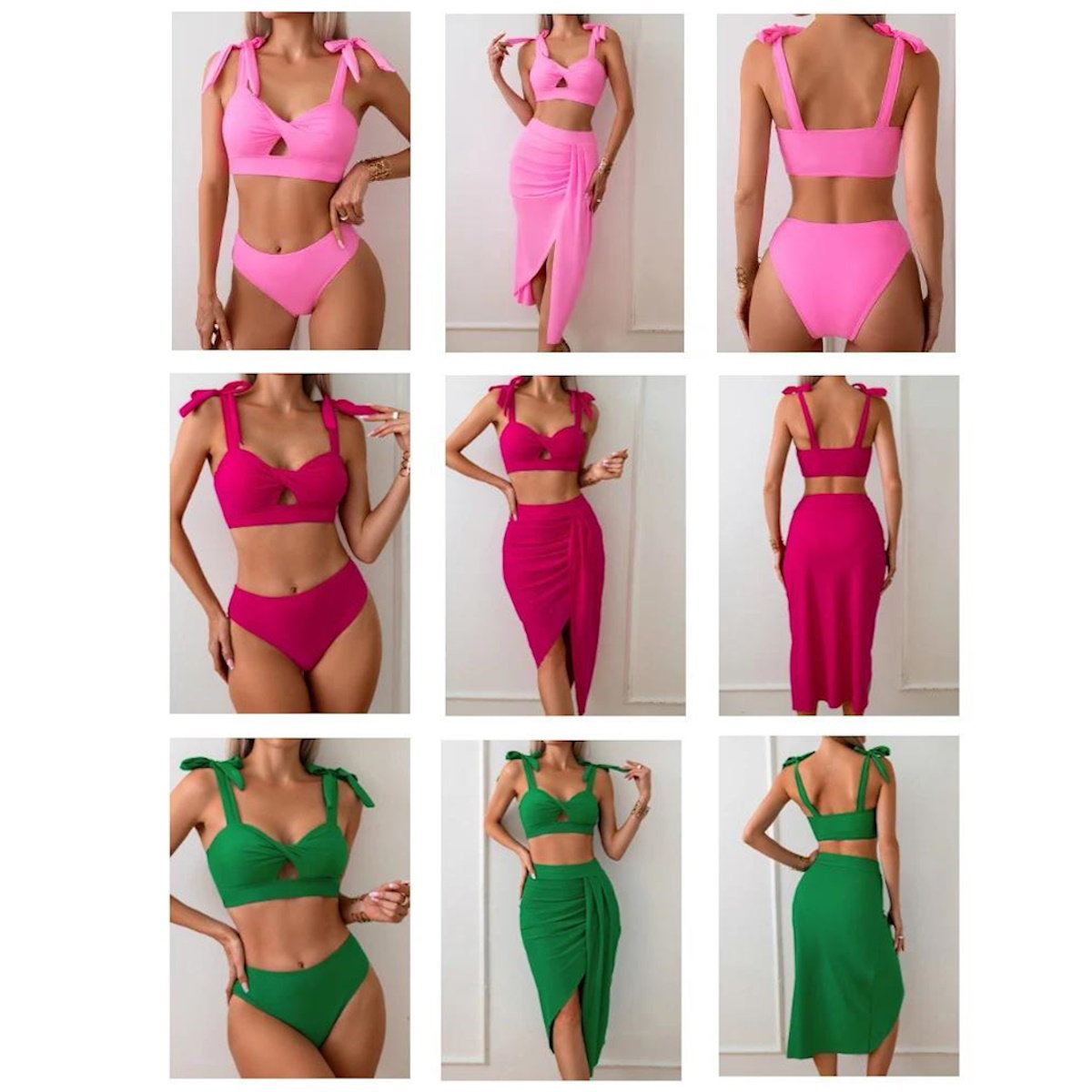 Mommy and Me Matching Beachwear 3PCS Bikini Set with Coverup - ChildAngle