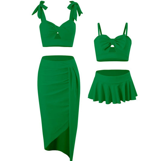 Mommy and Me Matching Beachwear 3PCS Bikini Set with Coverup - ChildAngle