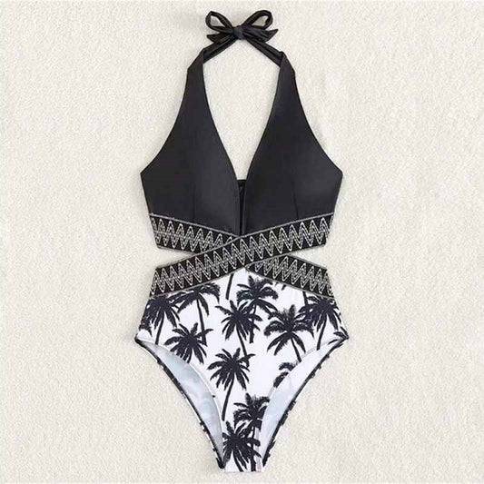Matching Family Swimsuit Black White Palm Tree Mom Dad Swimsuit - ChildAngle