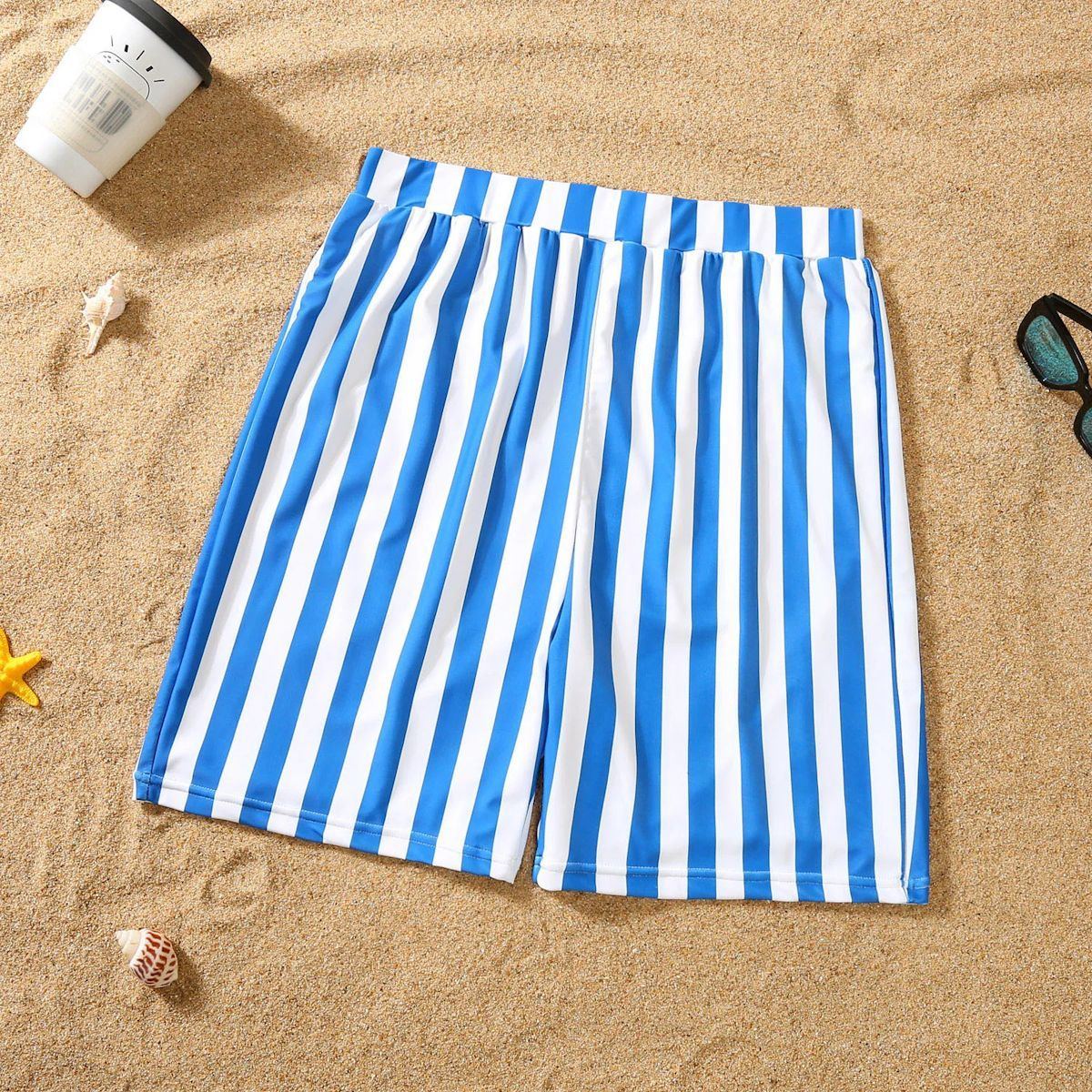 Matching Family Swimsuit Blue Striped One Piece Swimsuit - ChildAngle