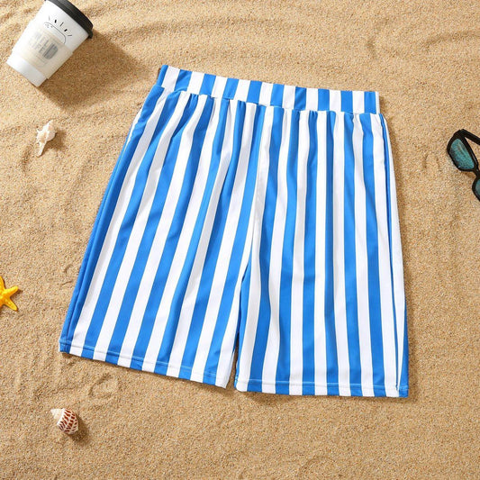 Matching Family Swimsuit Blue Striped One Piece Swimsuit - ChildAngle