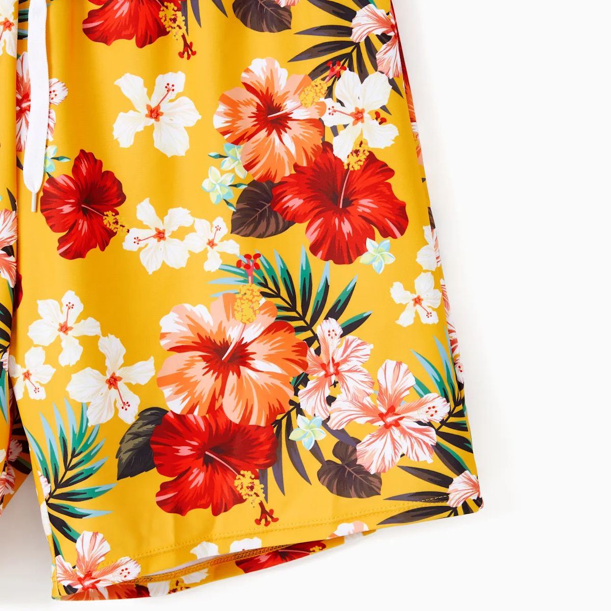 Floral Bathing Suits for Beach Two Pieces Matching Swimsuits and Tropical Flower Print Drawstring Swim Trunks - ChildAngle