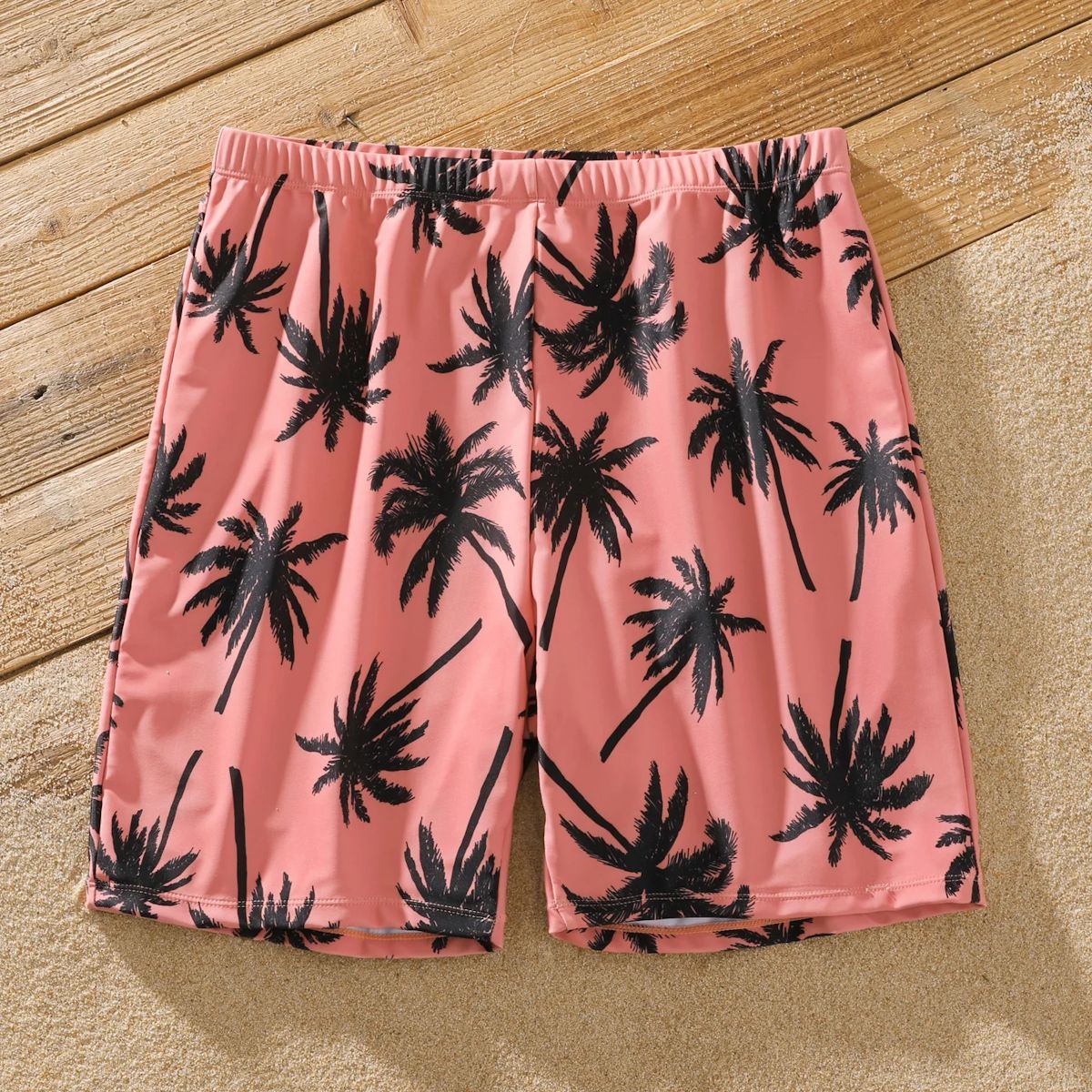 Matching Family Swimsuit Allover Coconut Tree Floral Pink One Piece Swimwear - ChildAngle