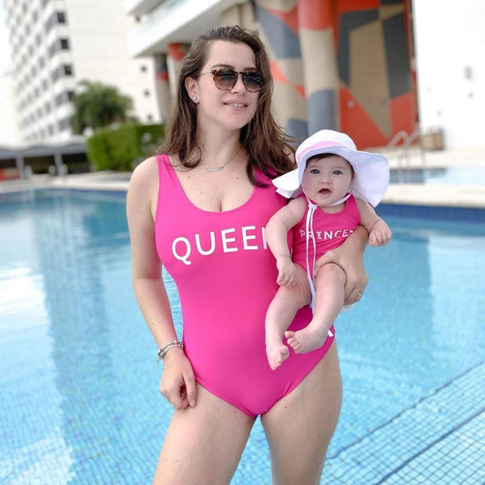 Matching Family Swimsuit Letter King Queen Swimsuit One Piece Swimwear