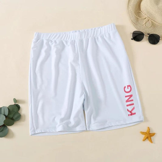 Father Son Matching Swim Trunks Letter Print King Prince One Piece Swimwear