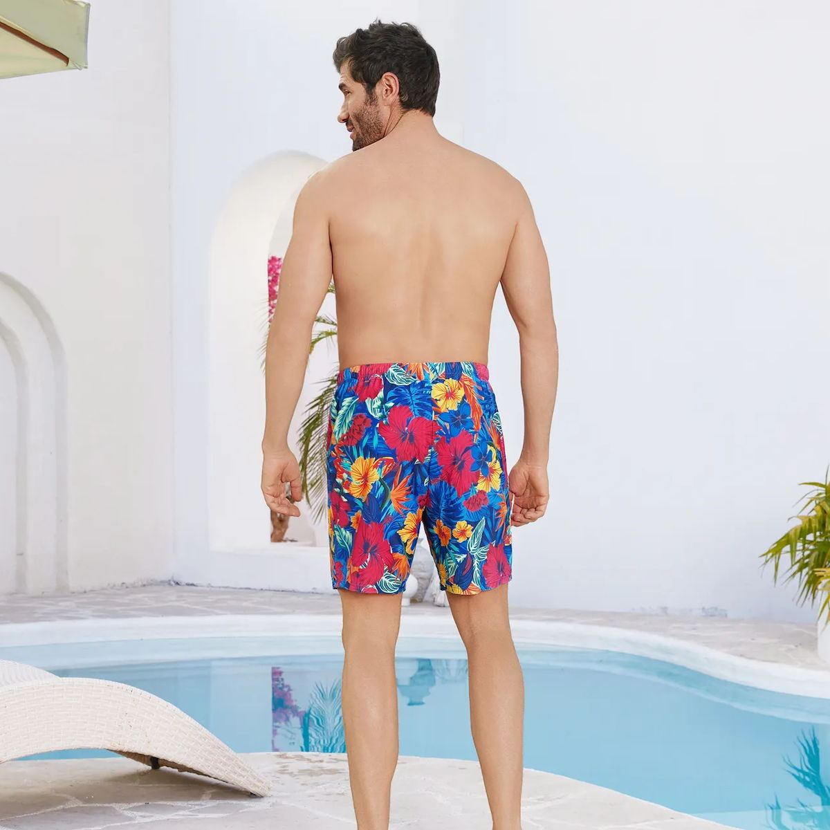 Matching Family Swimsuits Scallop Trim Front Cutout Two Pieces Floral Bikini Set and Swim Trunks Shorts - ChildAngle