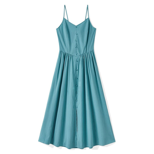 Mommy and Me Dress A-Line Strap Dress with Front Button for Mother and Daughter - ChildAngle