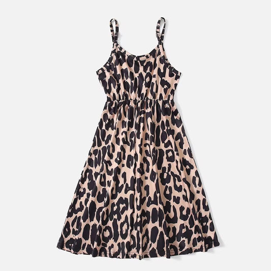 Matching Family Outfits Mommy and Me Dress Leopard Bowknot Dresses - ChildAngle