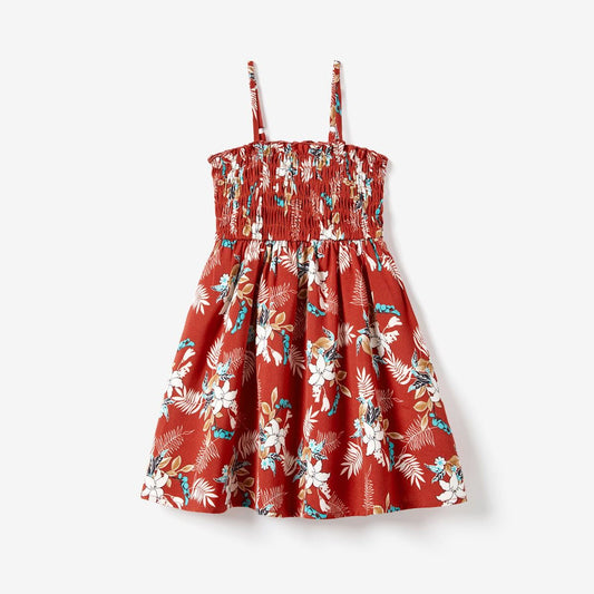 Mom and Daughter Matching Outfits Family Look Red Floral Long Dresses - ChildAngle