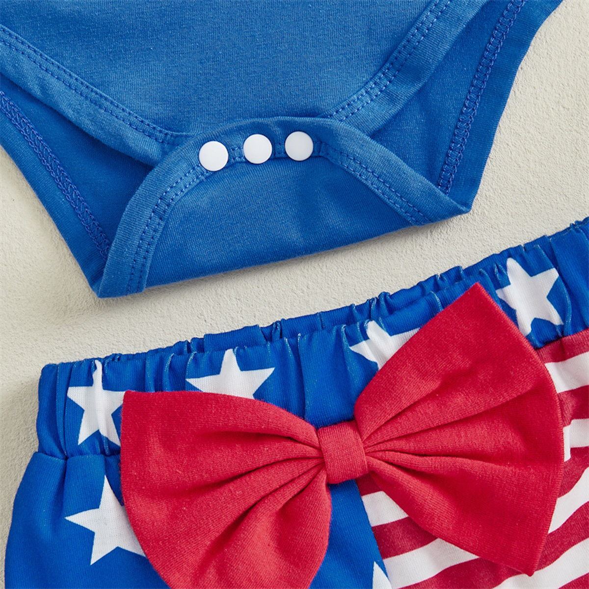 Newborn 4th of July Outfits 3PCS My 1st 4th of July Top and Bowknot Bell Bottom Pants with Bowknot Headband - ChildAngle