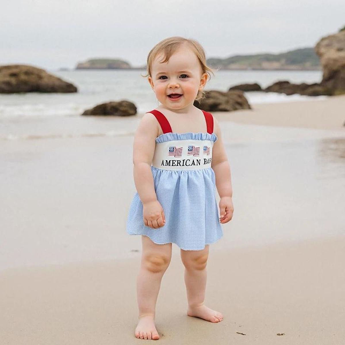 Baby Girl Outfit Kids Stars And Striped Dress American Independence Day - ChildAngle