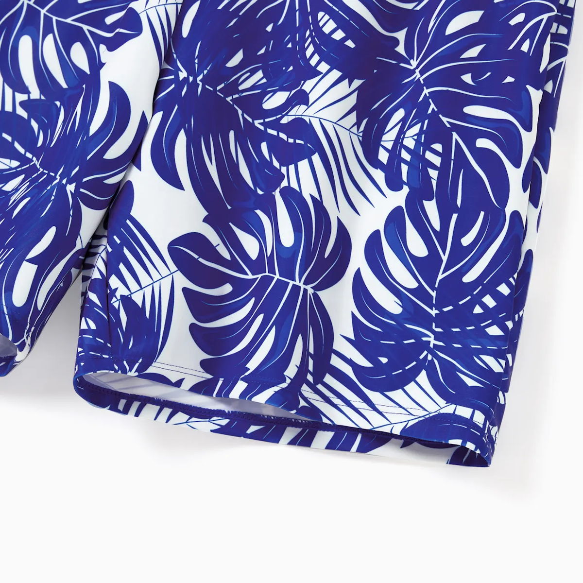 Palm Leaves Front Cutout One Piece Monokini Family Matching Swimsuits and Palm Leaves Drawstring Swim Trunks - ChildAngle
