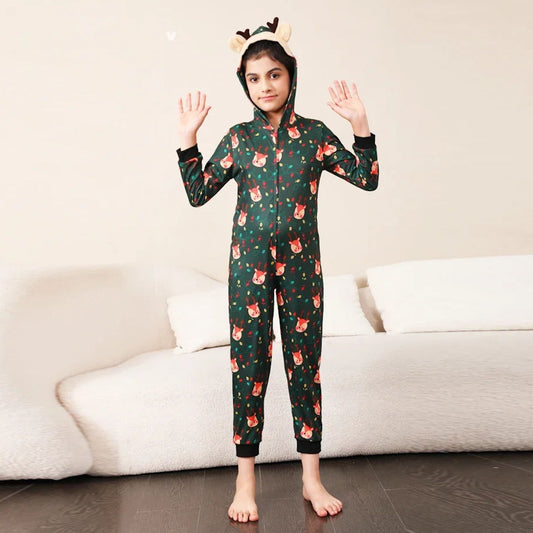 Reindeer Family Matching Christmas PJS Onesie Pyjamas Pajama Set - ChildAngle