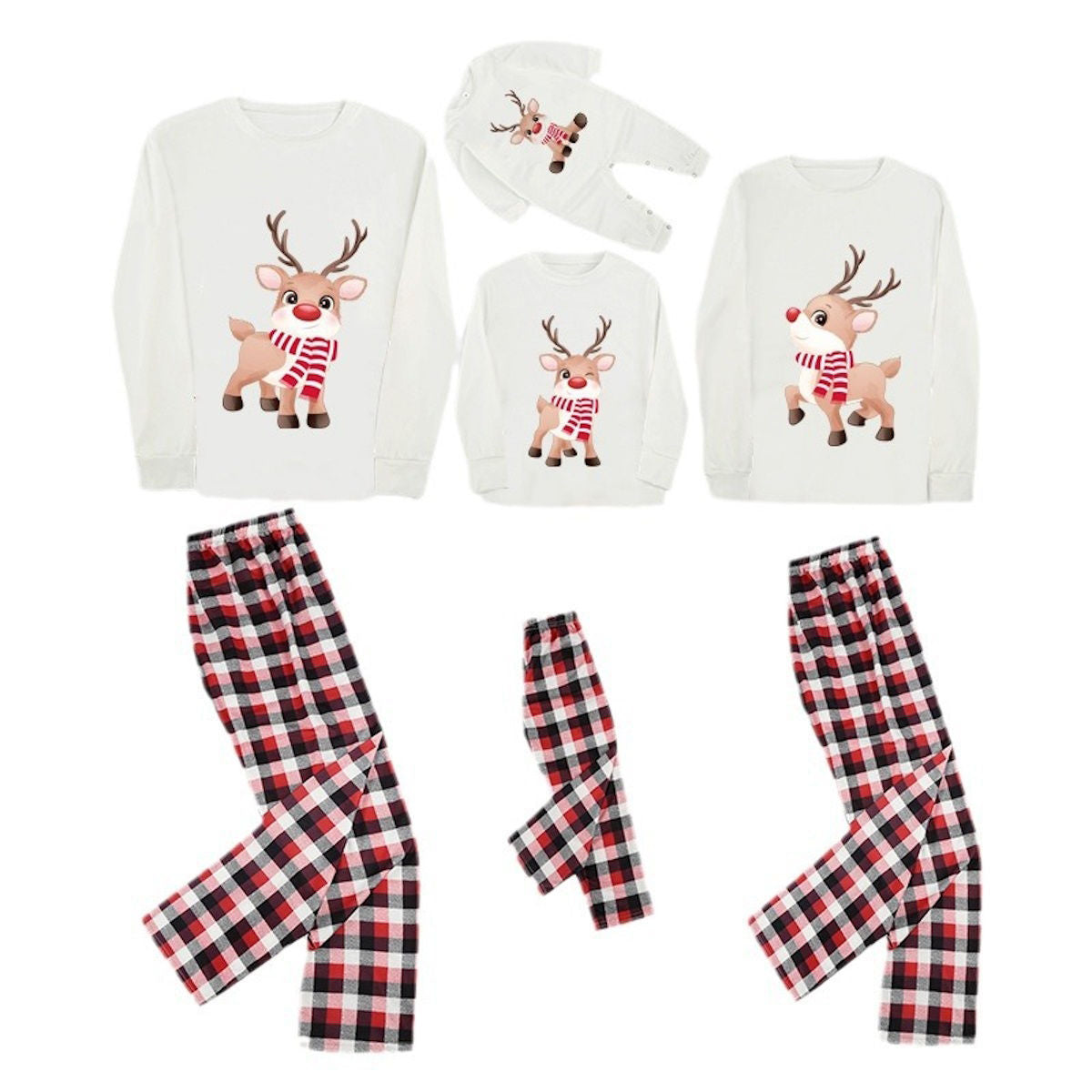 Reindeer Matching Christmas PJS Plaid Pyjamas Pant Jammie Set - ChildAngle