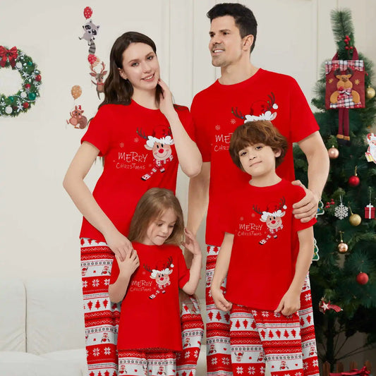 Reindeer Matching Christmas PJS Short Sleeve Family Matching Pyjamas Set - ChildAngle