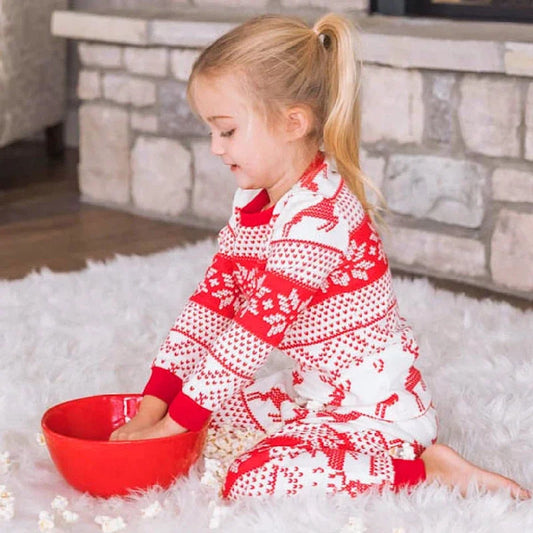 Reindeer Snowflake Matching Christmas PJS Pyjamas Jammie Set - ChildAngle
