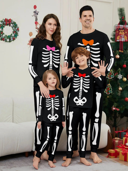 Halloween Family Matching Pajamas Skeleton Print Sleepwear Family Look Pyjamas - ChildAngle