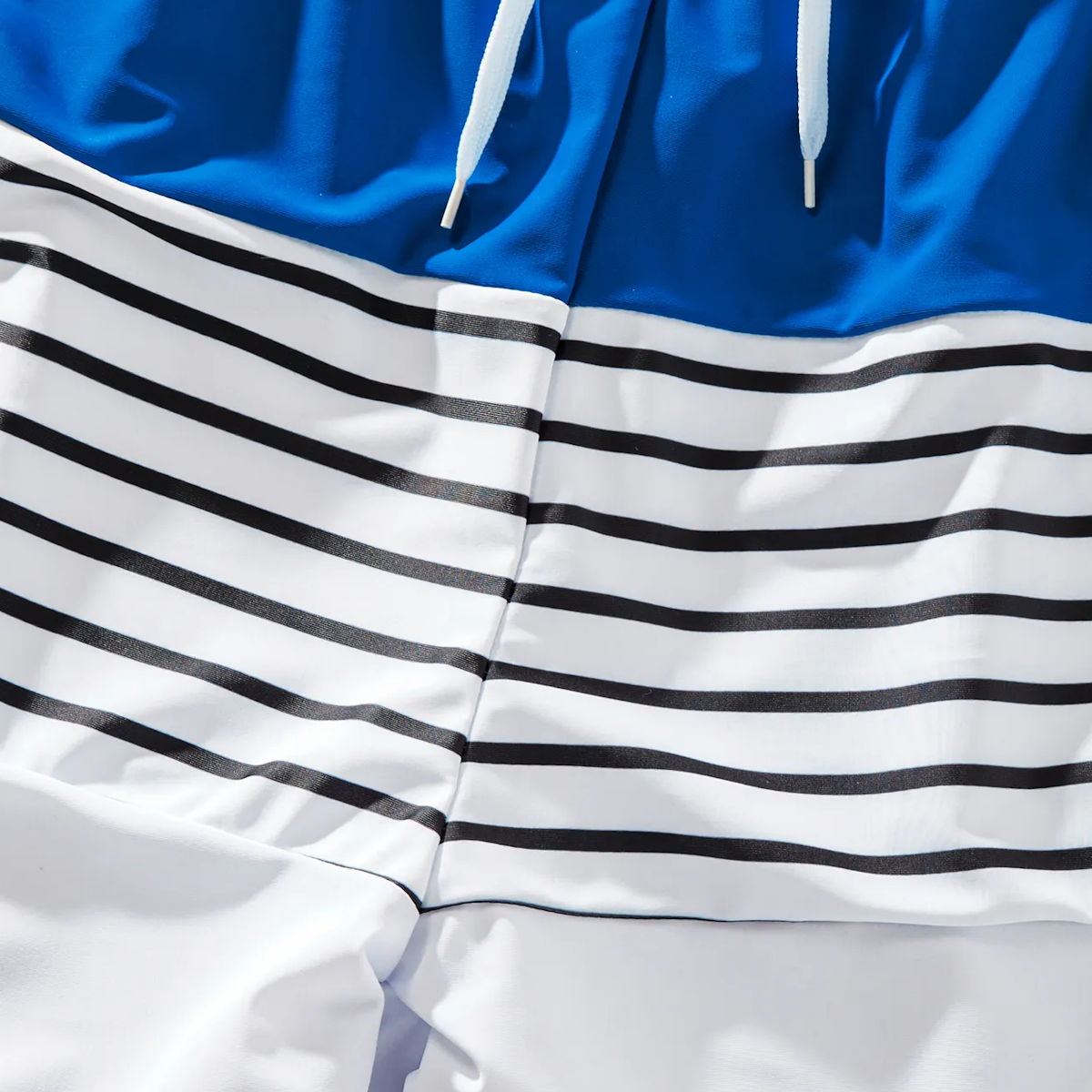 Striped Cross Top Back Tie Tankini Set Swimwear Family Matching Swimsuits and Colorblock Striped Drawstring Swim Trunks - ChildAngle