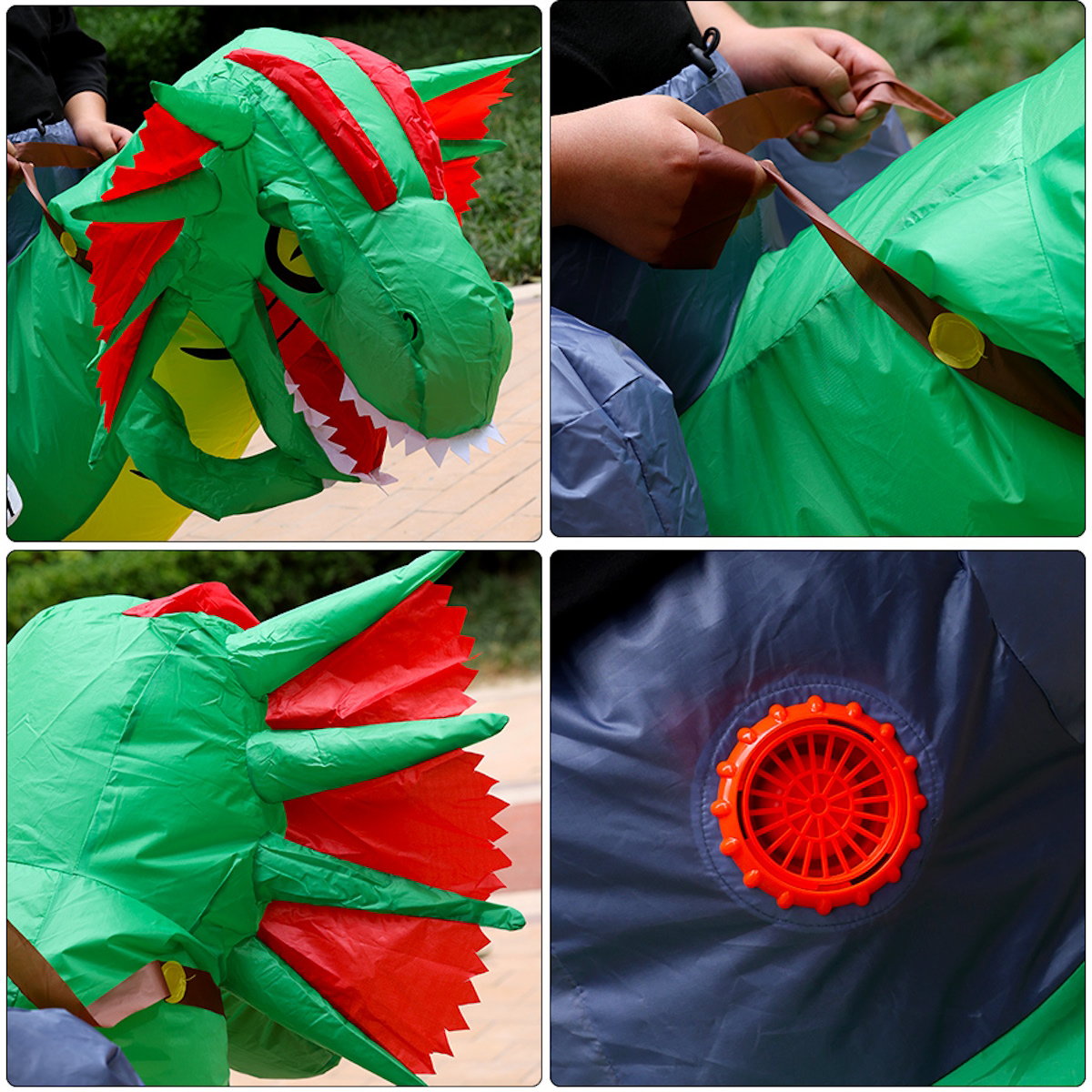 Teens Riding T Rex Costume Halloween Blow up Tyrannosaurus rex, Triceratops, Spinosaurus, Stegosaurus, Velociraptor, T Rex Costume - ChildAngle
