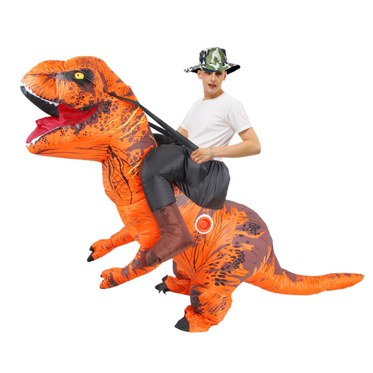 Teens Riding T Rex Costume Halloween Blow up Costume - ChildAngle