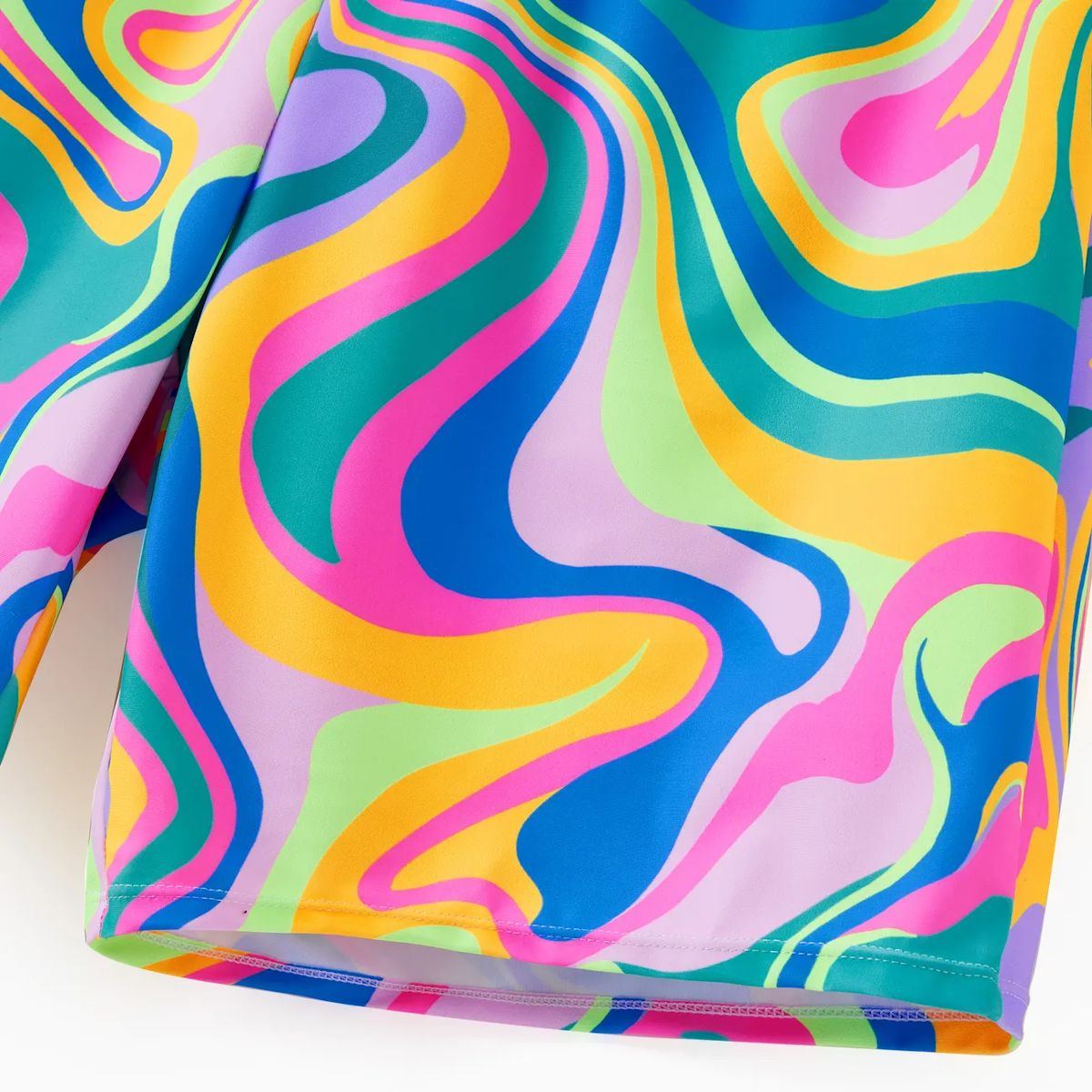 Tie Dye Triangle Halter Bikini Set Family Matching Swimsuits and Tie Dye Drawstring Swim Trunks - ChildAngle