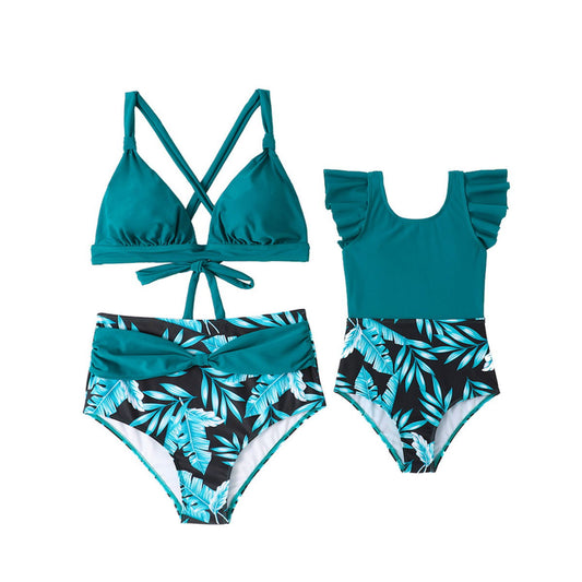Mommy and Me Matching Swimsuits Pattern Printed Swimwear - ChildAngle