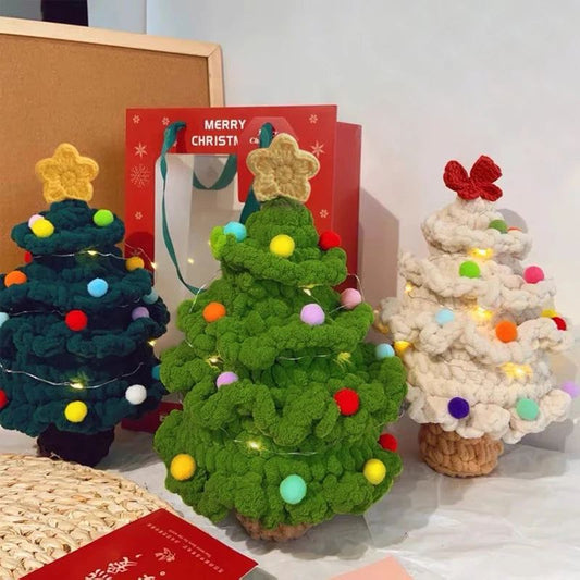 Crochet Christmas Decoration Xmas Tree With Led Lamp Mini Christmas Tree Xmas Festival Home Decor - ChildAngle