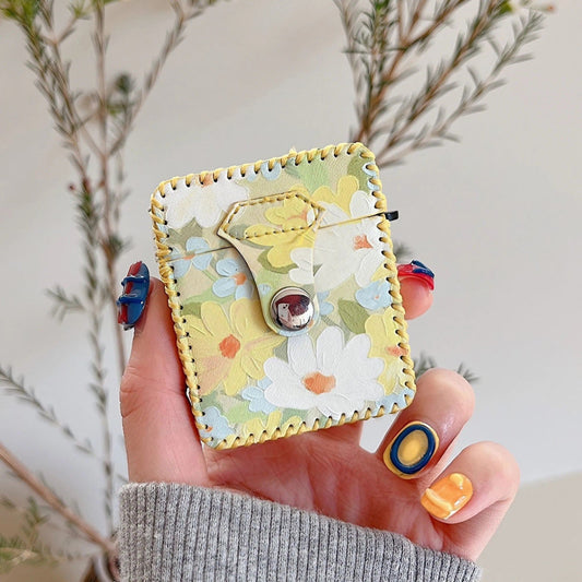 Flower Oil Painting AirPods Case PU Leather Earphone Case - ChildAngle