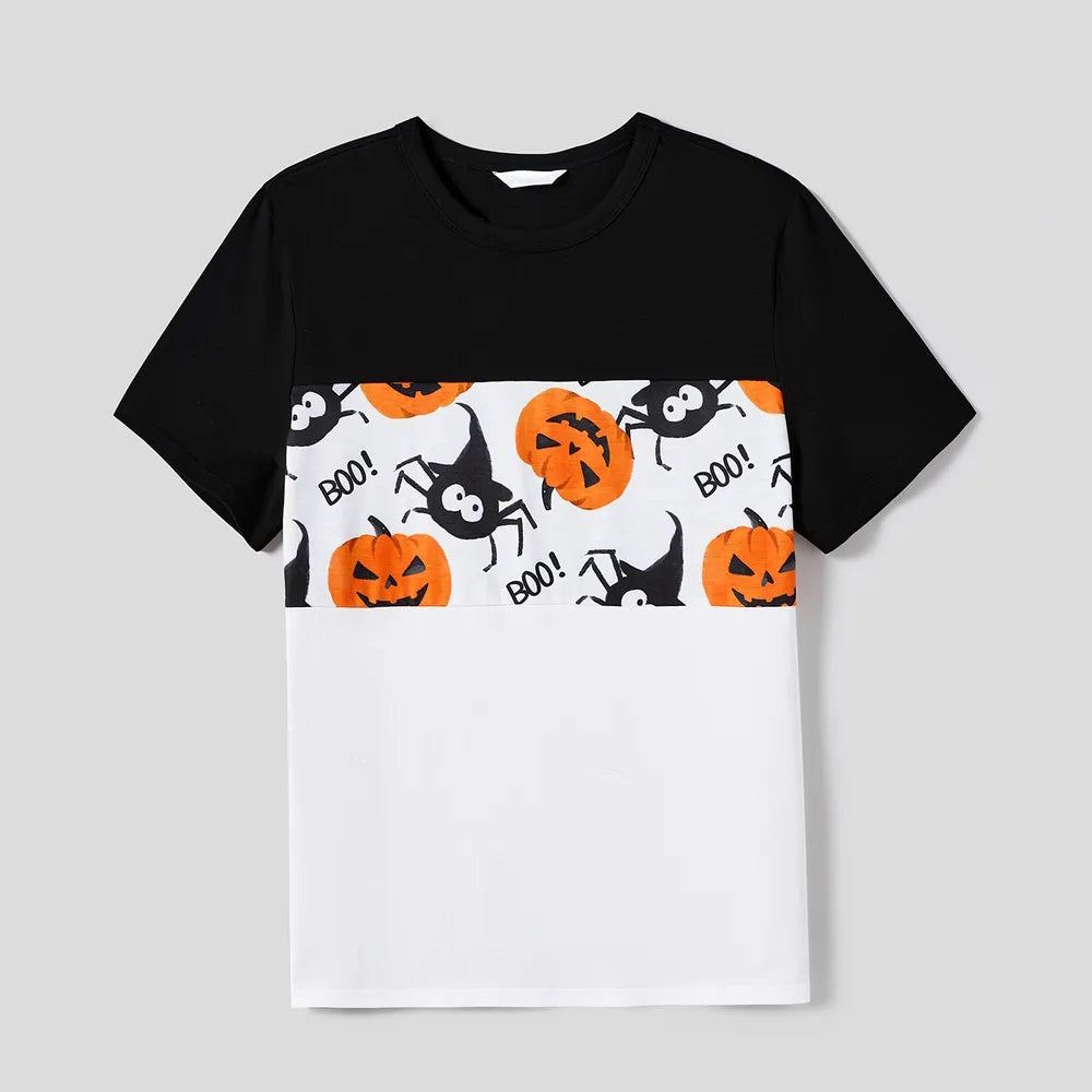 Halloween Family Matching Dress Pumpkin Dresses and Short Sleeve T Shirt Tops Sets - ChildAngle