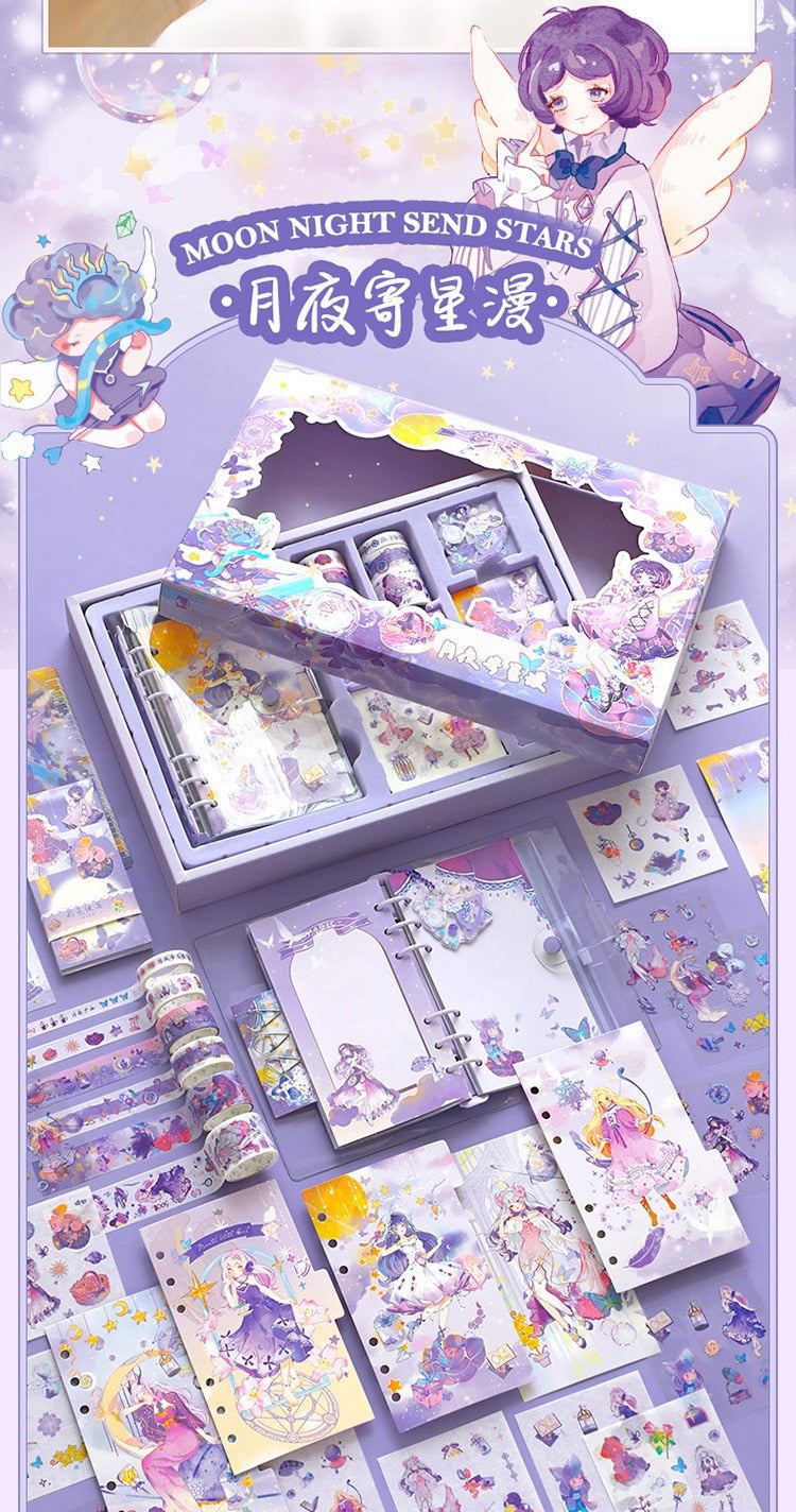 Kawaii Stationery Set 95 PCS Loose-leaf Diary Notebook Washi Tape Sticker Set - ChildAngle