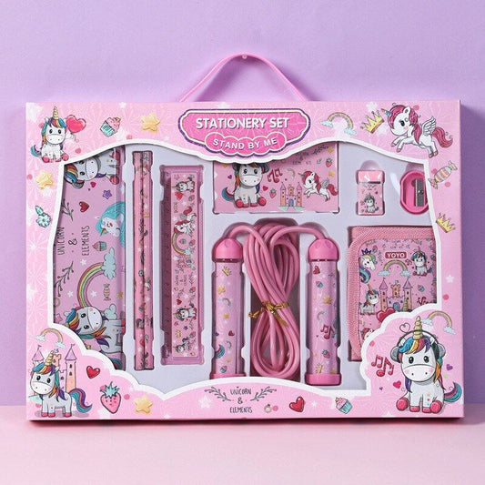 Kawaii Stationery Set Cartoon Pencil Case Ruler Sharpener Eraser Ropes School Supplies - ChildAngle