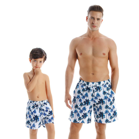 Matching Family Swimsuit Blue Plant Bikini Set Swim Trunks for Family - ChildAngle