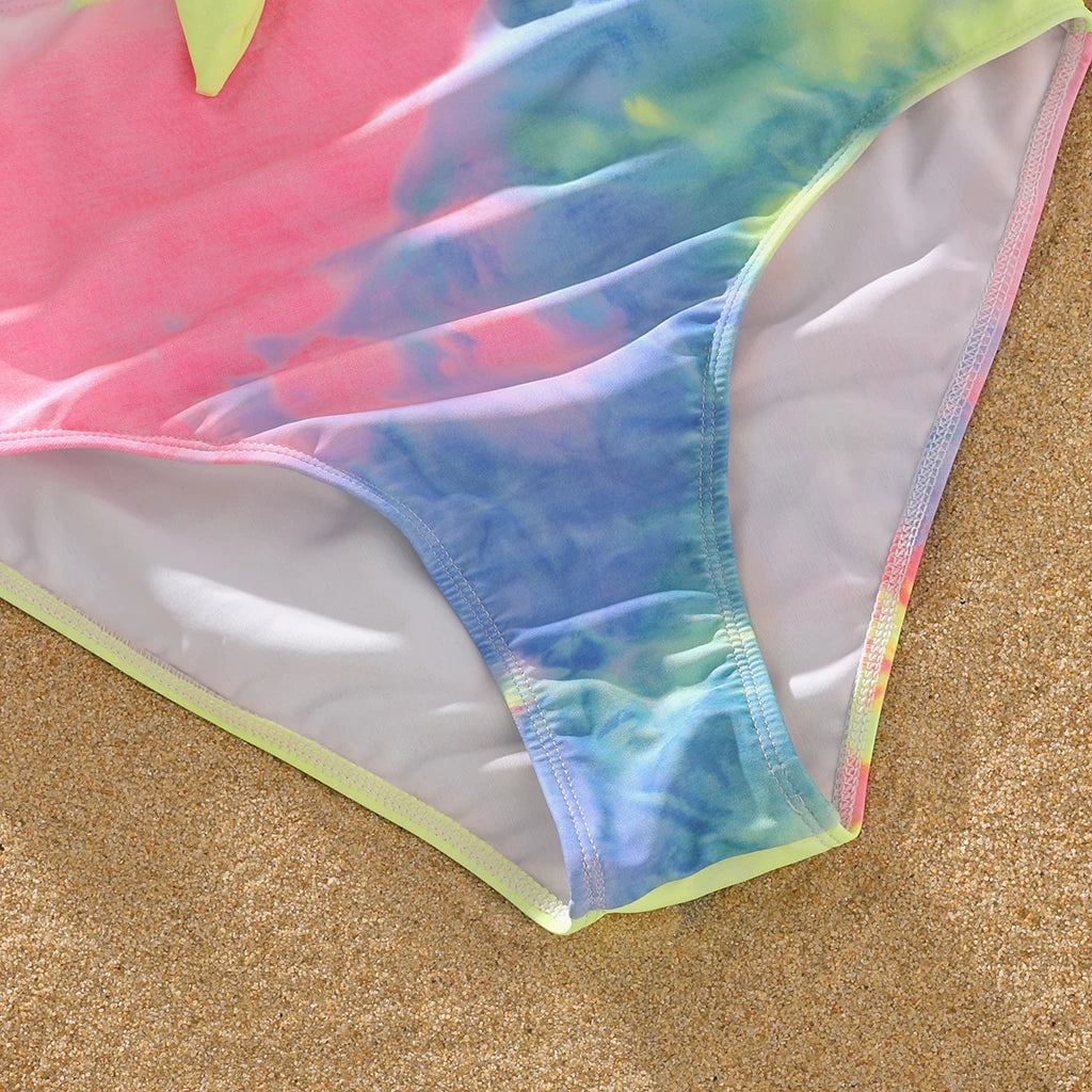 Matching Family Swimsuit Tie dye Bikini Set and Swim Trunks - ChildAngle