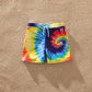Matching Family Swimsuits Tie-Dye Flounced Off Shoulder Blue Colored Bathing Suits - ChildAngle