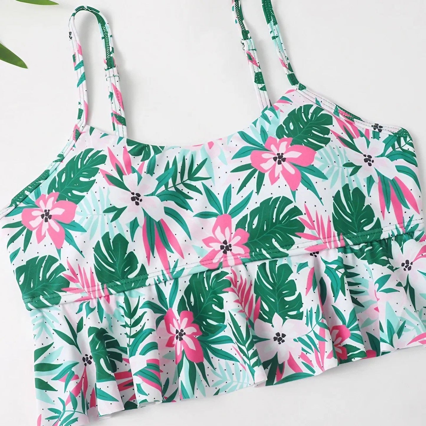 Mommy and Me Matching Swimsuit Green Floral Bikini Set Bathing Suit - ChildAngle