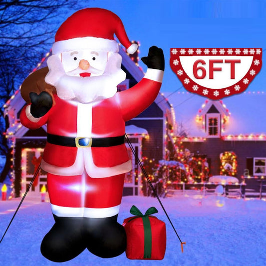 Santa Claus Christmas Yard Inflatables Standing Waving Hand Father Christmas Outdoor Toys LED Lighted Outdoor Xmas Decorations