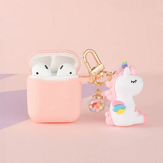 Solid Color AirPods Case with Unicorn Pendant - ChildAngle