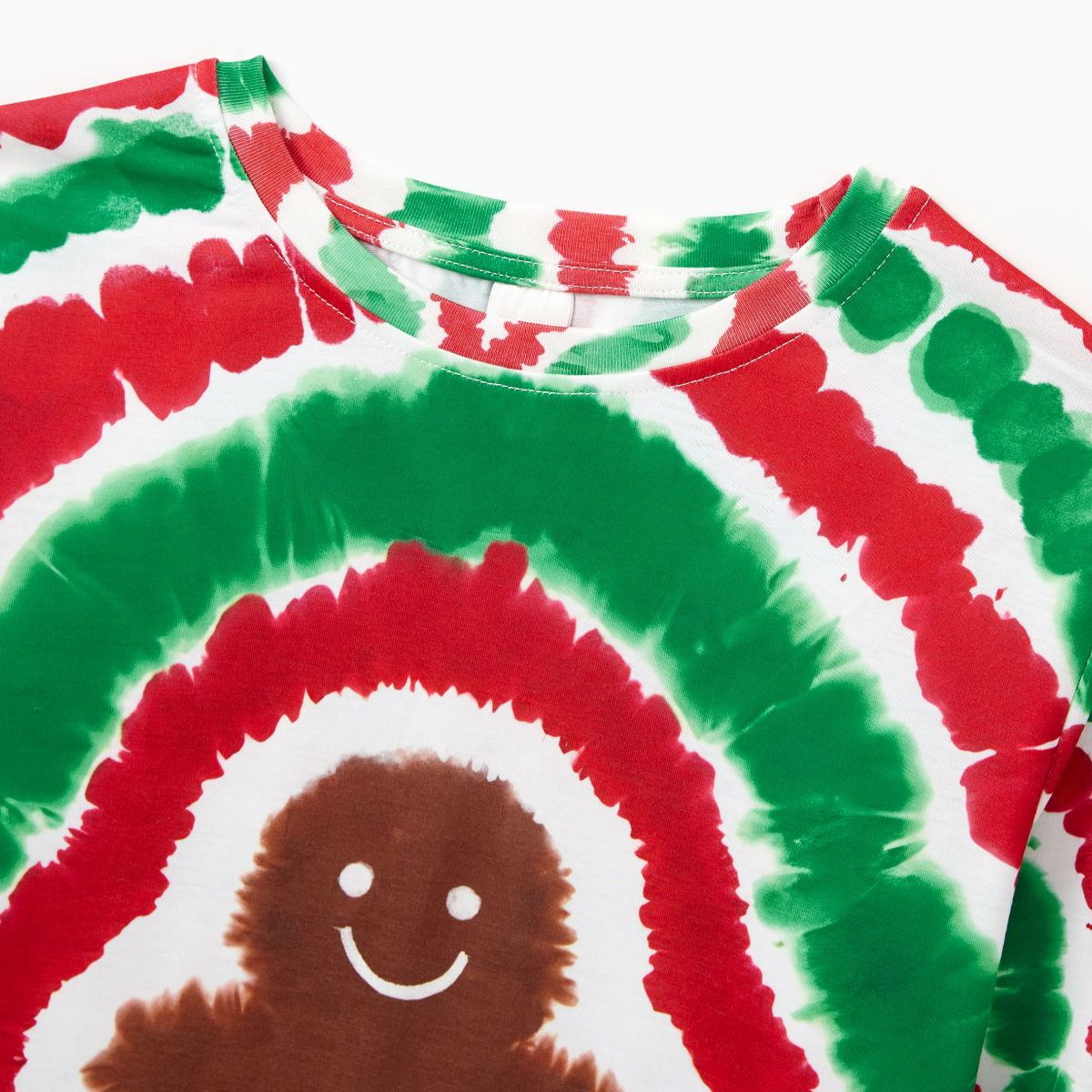 Green and Red Tie Dye Gingerbread Family Pajamas - ChildAngle