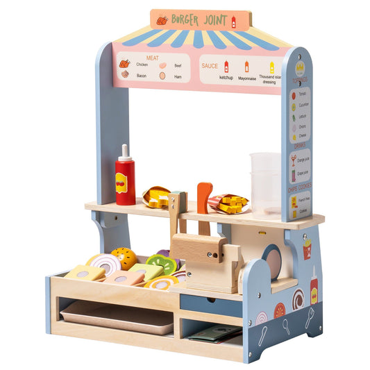 Wooden Play Food Toy Set Burger Joint