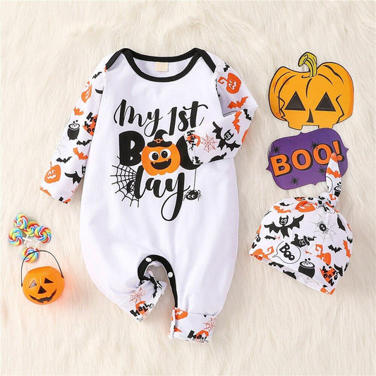 2PCS My First Halloween Baby Pumpkin Ghost Jumpsuit Infant Halloween - ChildAngle